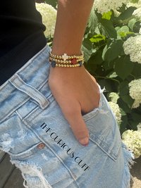 White & Gold Beaded Bracelet 
