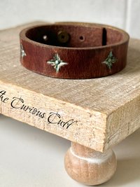 Earthbound Leather Cuff with Verdigris Star Accents