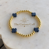 Navy & Gold Beaded Bracelet 