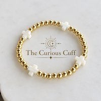 White & Gold Beaded Bracelet 