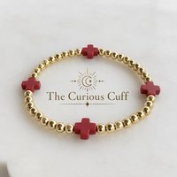 Red & Gold Beaded Bracelet 