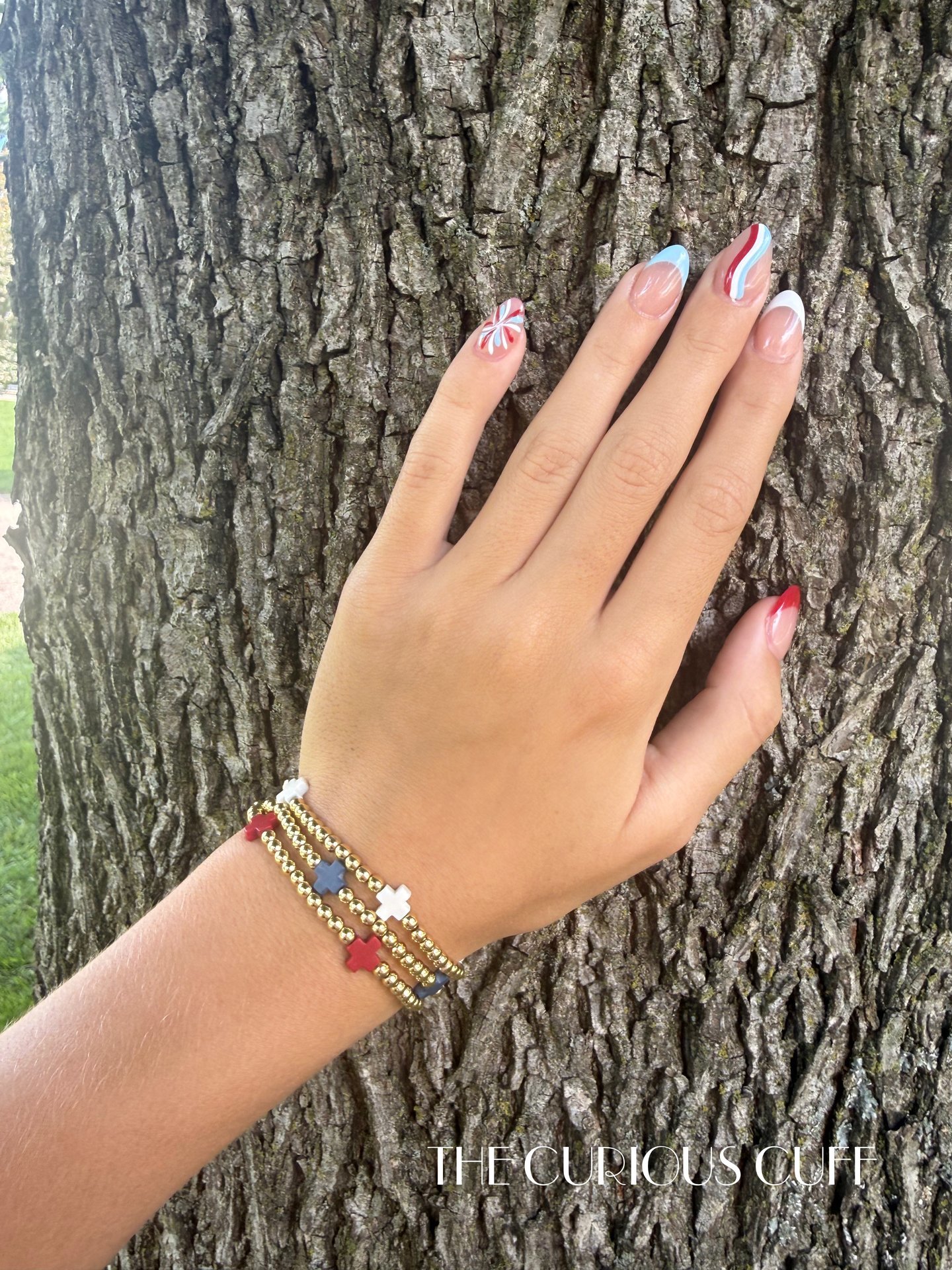 Blue & Gold Beaded Bracelet 