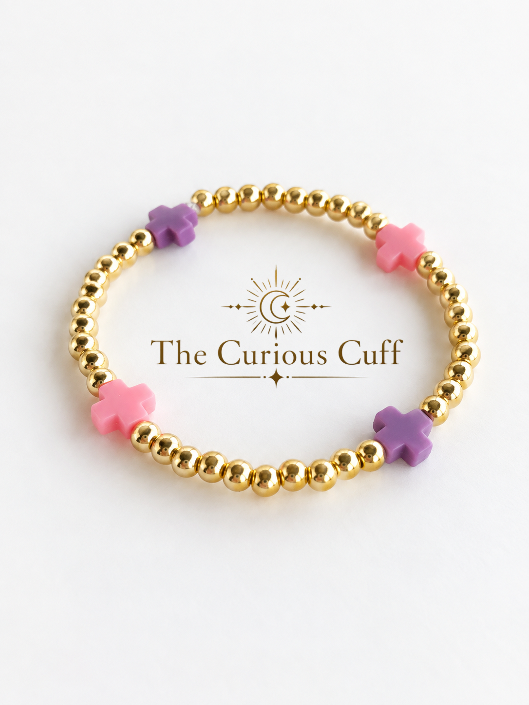 Pink & Purple Gold Beaded Bracelet