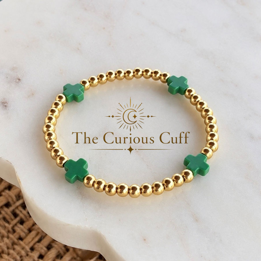 Green & Gold Beaded Bracelet