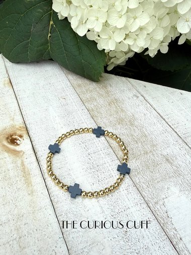Blue & Gold Beaded Bracelet 