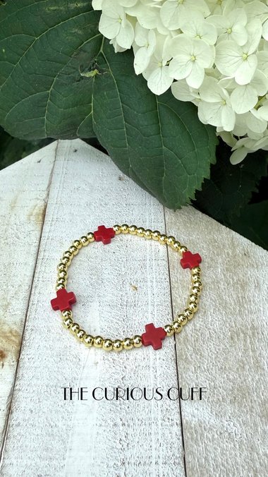 Red & Gold Beaded Bracelet 